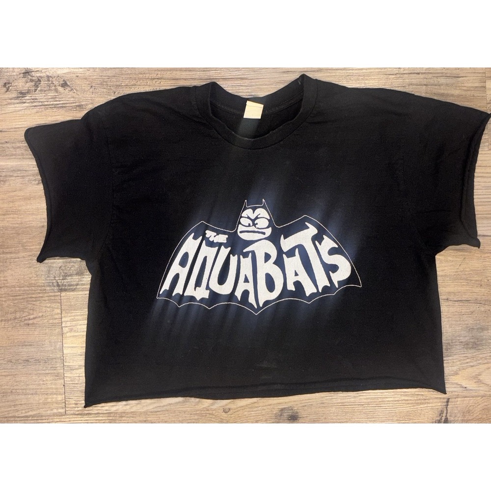 The Aquabats Totally Real Tour 2023 Women L Custom Crop Black Ska Punk Band Tee